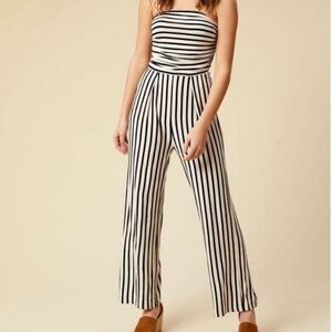 Altar’d State sz small boho strapless wine with white striped stretchy jumpsuit